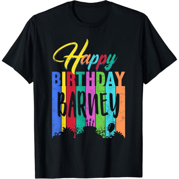 Happy Birthday Barney Personalized Name Gift Custom B-day T-Shirt mens t shirt，black，women，funny，misfits，men，journey