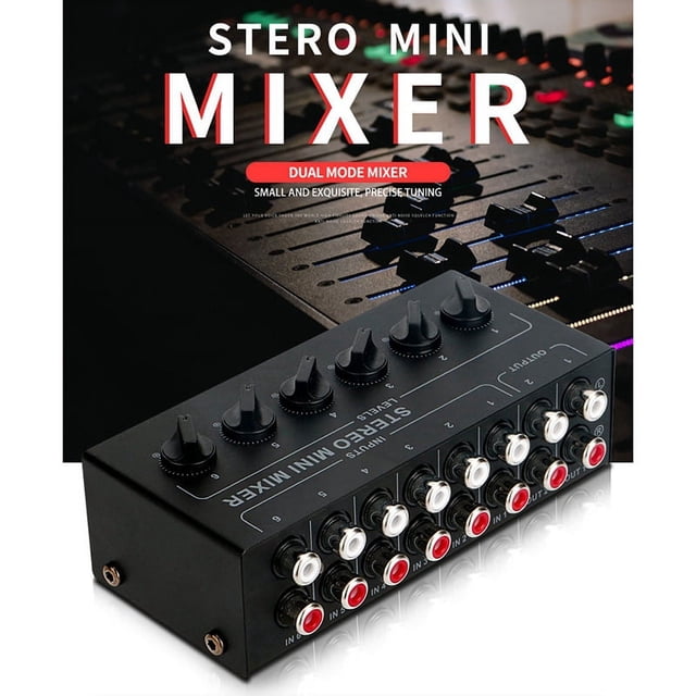 CX600 Mini Stereo 6 Channel Passive Mixer Portable Audio Mixer 6 in 2 Out Stereo Distributor Volume Control