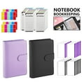 thumbnail image 1 of A6 Budget Binder Money Organizer with 10Pcs Zipper Pockets 2Pcs Labels 12Pcs Expense Tracker Leaf Cash Notebook Binder Budget Planner (Black), 1 of 8