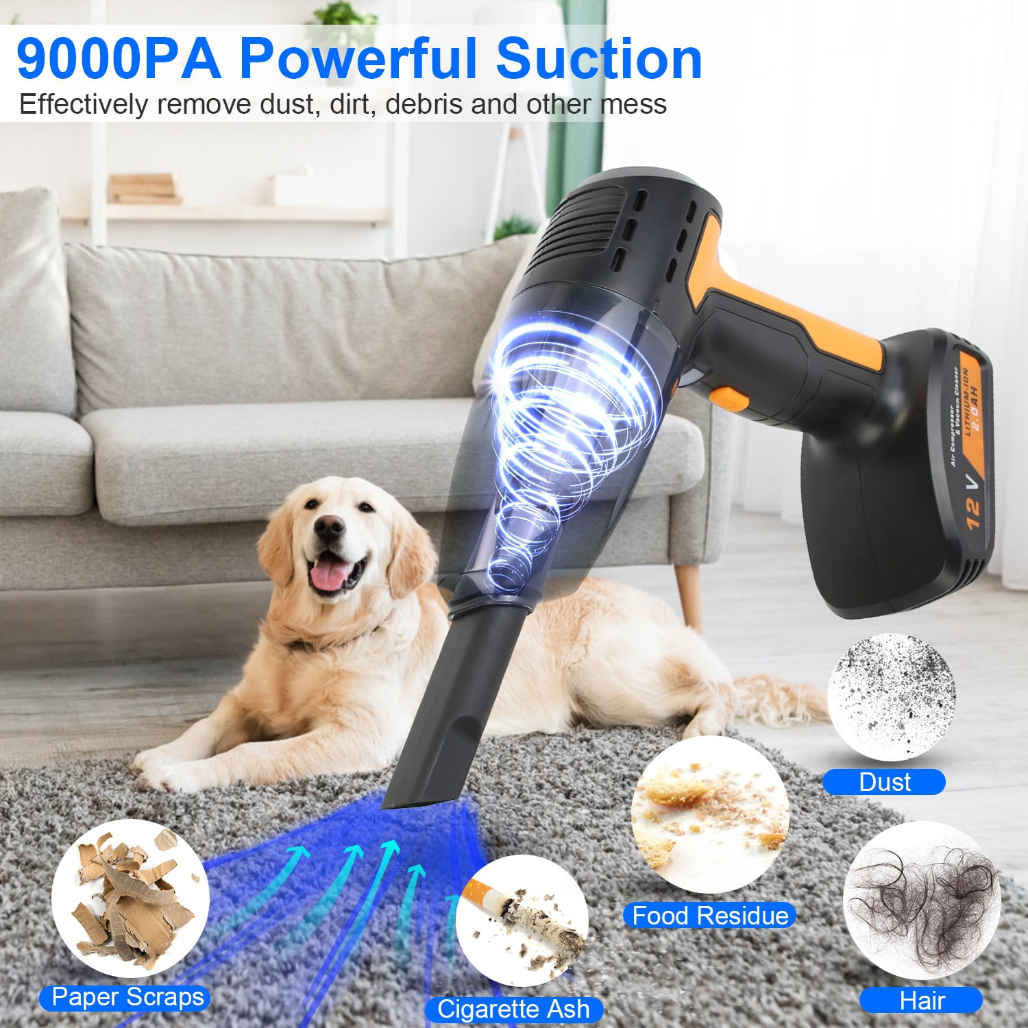 Imountek 4 in 1 Cordless Car Vacuum Cleaner and Tire Inflator, 150PSI Rechargeable Air Compressor Pump with LED Light & Digital Display