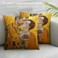 thumbnail image 3 of GOSMITH  Throw Pillow Covers Gustav Klimts The Kiss, Abstract Art Love Couple Accent Cushion Covers Decorative Pillowcase for Men Women, Livingroom Sofa Bed Pillows Covers  Golden, 3 of 5