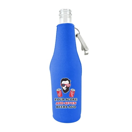 

Four Score and Seven Beers Ago Beer Bottle Coolie (Royal With Opener)