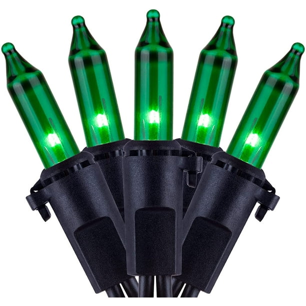 YULETIME Luces de Halloween de color naranja, verde y morado con alambre negro, 66 pies, 200 unidades de luces navideñas con certificación UL, paquete de 2 juegos de 33 pies, 100 mini luces (naranja,