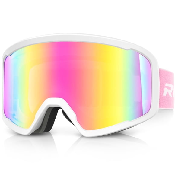 Gafas de esquí y snowboard RIOROO, antivaho, 100% UV, rojas y blancas