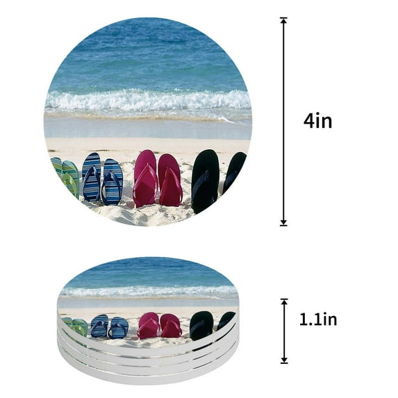 FMSHPON Independence Day American Flag July 4th Set of 6 Round Coaster for Drinks, Absorbent Ceramic Stone Coasters Cup Mat with Cork Base for Home Kitchen Room Coffee Table Bar Decor