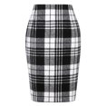 thumbnail image 2 of LTTVQM Womens Knee Length Elastic Waist Stretchy Bodycon Plaid Business Pencil Skirt Black S, 2 of 3