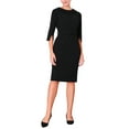 thumbnail image 4 of INSPIRE CHIC Women's Collared Sheath Vintage Half Sleeve Pencil Dress with Belt XL Black, 4 of 5