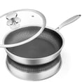 thumbnail image 2 of Stainless Steel Frying Pan Nonstick Honeycomb Fry Pan With Lid Induction Ceramic Electric Gas Cooktops Compatible KC0480, 2 of 15