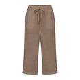 thumbnail image 5 of Womens Capri Pants 2026 Summer Casual Cotton Linen Capris High Waisted Elastic Drawstring Cropped Pants with Pockets Khaki S, 5 of 5