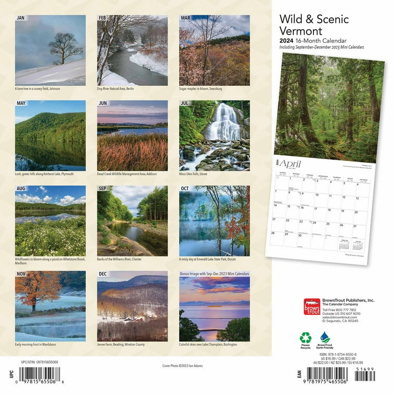Picturesque Vermont Calendar 2025 Riva Verine