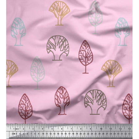 Soimoi Georgette Viscose Fabric Block Tree Fabric Prints by Yard 42 Inch Wide