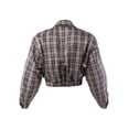 thumbnail image 3 of A2Y Women's Cropped Front Two Pocket Snap Quilted Padding Bomber Jacket Khaki Plaid XL, 3 of 5