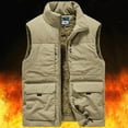 thumbnail image 2 of qolati Mens Fleece Lined Puffer Vest Casual Solid Color Zip Up Sleeveless Lightweight Jacket Winter Thicken Warm Outdoor Outwear, 2 of 9