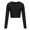 thumbnail image 3 of lmcalzta Crop Tops for Women Long Sleeve Fitted Slim Crew Neck Workout Athletic Casual Fashion T Shirts, 3 of 5