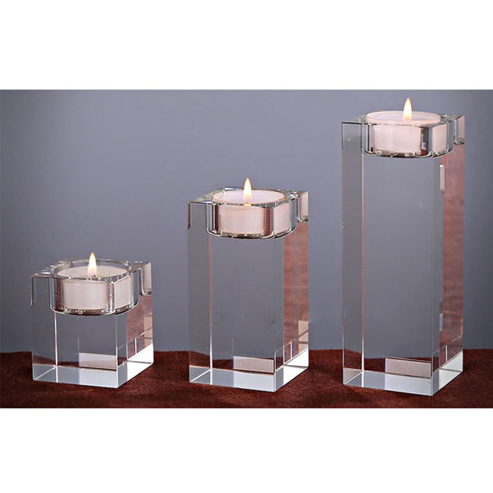 Candlestick Cube K9 Crystal Romantic Tealight Holder Candle Holder for KTV Bar 