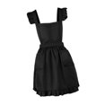 thumbnail image 4 of GROWTH TANK Retro Ruffled Apron with Front Pockets, Cute, for Kitchen, Cooking, Cleaning, Household, Restaurant, Costume Parties, Maid Costumes, Adjustable Black, 4 of 7