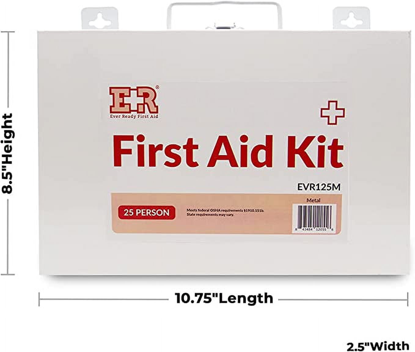 Ever Ready First Aid 107 Piece 25 Person First Aid Kit with Metal Case, OSHA Compliant