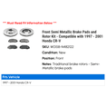 thumbnail image 2 of Front Semi Metallic Brake Pads and Rotor Kit - Compatible with 1997 - 2001 Honda CR-V 1998 1999 2000, 2 of 2