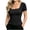 Black(Womens Tops), variant on GUACER Short Sleeve T-Shirts for Women Ribbed Square Neck Casual Solid Slim Fit Basic Tee Tops