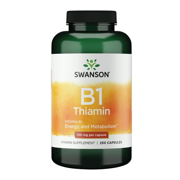 Swanson Vitamin B1 Thiamin Supplement, Promotes Energy, Nerve & Cell Health & Supports A Healthy Metabolism, 250 Capsules