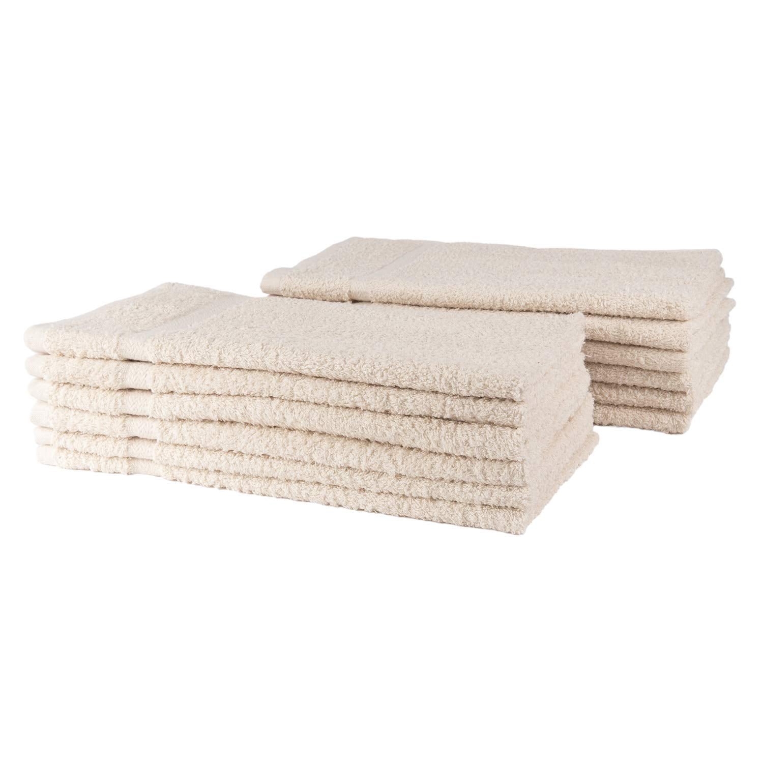 Linteum Textile Beige 12 Pack Luxury Hand Towel - 16x27 Inches, Premium 100% Cotton, Ultra-Soft and Highly Absorbent Towels for Bathrooms, Gyms, Showers, Hotels, and Spas