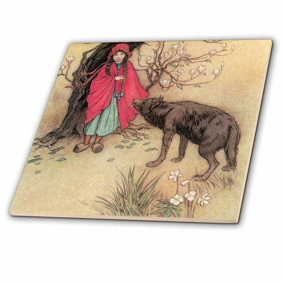 3dRose, Little Red Riding Hood vintage, 6 Inch Ceramic Tile