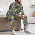 thumbnail image 7 of Salouo Geometric Print Button-Front Long Sleeve Pajama Set for Men, Soft 2Pjs Men's Long Sleeve Sleepwear-Medium, 7 of 7