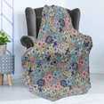 thumbnail image 4 of Moroccan Soft Flannel Fleece Throw Blanket, Geometric Squares and Rectangles Colorful and Complex Design Floral Arrangement, Cozy Plush for Indoor and Outdoor Use, 50" x 70", Multicolor, by Ambesonne, 4 of 5
