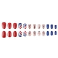 thumbnail image 3 of Independence Day Press-On Nails, Red and White Stripes with Star Sequins and Rhinestone Design, 24-Piece False Nail Set, 3 of 11