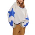 thumbnail image 3 of Oversized Star Graphic Sweatshirts for Women Crew Neck Long Sleeve Shirt Top Drop Shoulder Sweater Pullover, 3 of 6