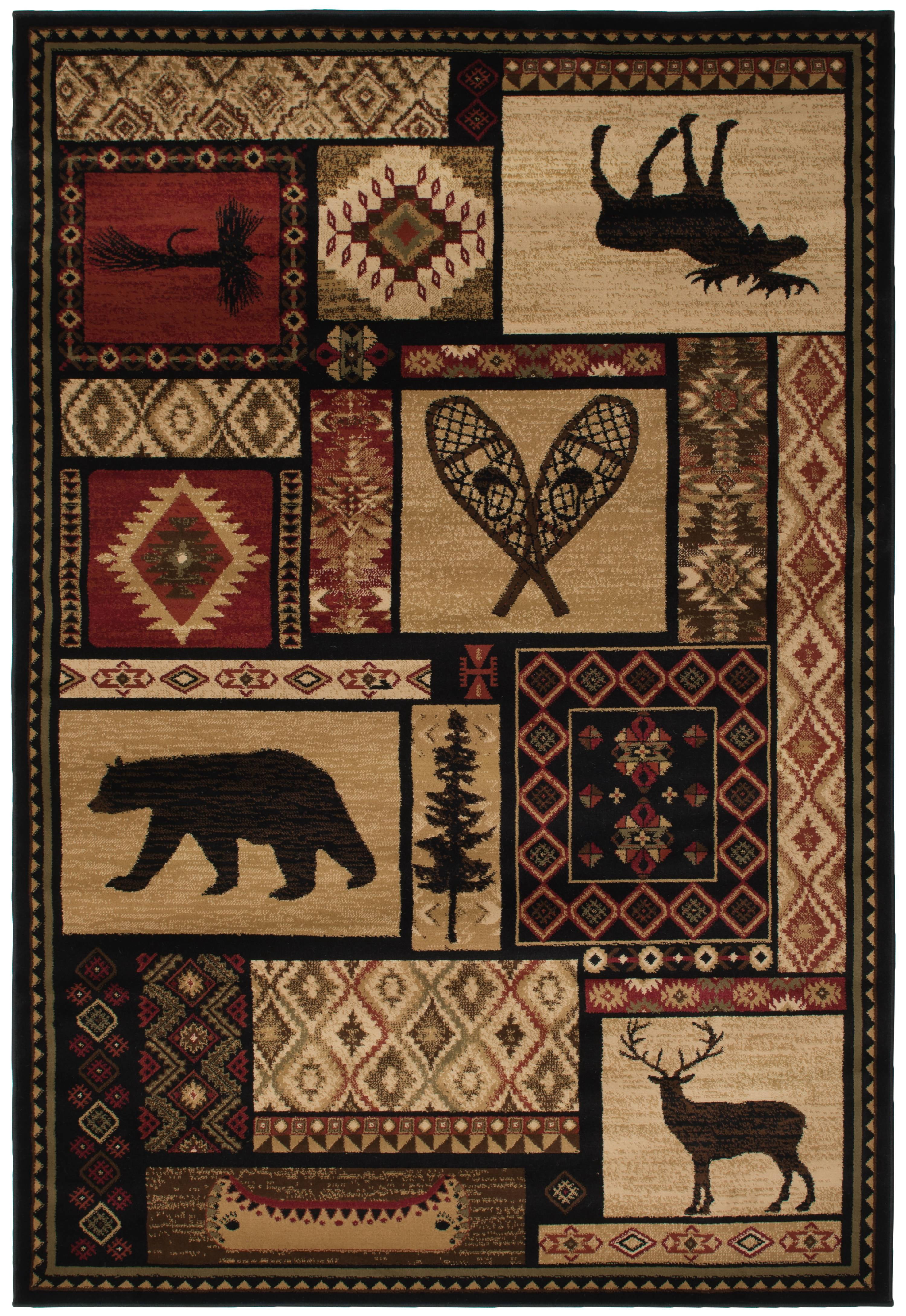 Lodge King Patchwork Multi Rustic Area Rug - Walmart.com