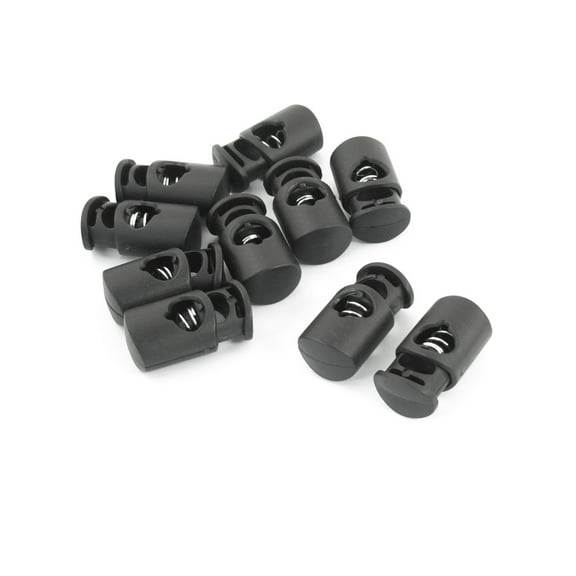 Unique Bargains 10pcs Black Spring Loaded Sliding String Stopper Rope Cord Lockstoppers