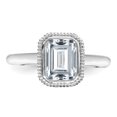 thumbnail image 4 of 14k White Gold Solitaire 1.75ct. Emerald Beaded Bezel Moissanite Engagement Ring Ri Size 6.5, 4 of 7
