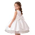 thumbnail image 5 of Fgnfyis Girls Dress Satin Bow Sleeveless Party Performance Holiday Gown Toddler Formal Toddler Summer Dress White1 6-7 Years, 5 of 8