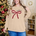 thumbnail image 5 of SwiftWear Women's Merry Christmas Red Bow Sweatshirt - Festive Crewneck Holiday Top Soft Long Sleeve Casual Wear for Seasonal Celebrations Beige, 5 of 9