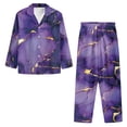 thumbnail image 2 of Xixirimido Purple Marble Pattern Mens Pajama Set Soft Button Down Pajamas Long Sleeve Pjs Sleepwear Loungear Comfy Sleep Sets with Pockets, XX-Large, 2 of 4
