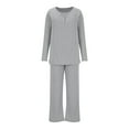 thumbnail image 5 of DDAPJ pyju Womens Maternity Nursing Pajamas Set Long Sleeve Breastfeeding T Shirts and Pants 2 Piece Pregnancy Lounge Sets Labor Delivery Hospital Pjs Gray L, 5 of 6