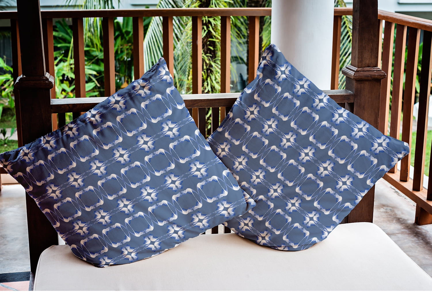 18"x18" Simply Daisy Summer Picnic Poly Indoor/Outdoor Pillow, Blue Qty 1