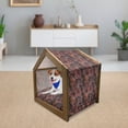 thumbnail image 3 of Flower Pet House, Flowers of Asia in Japanese Art Style Vivid Floral Pattern Boho Print, Outdoor & Indoor Portable Dog Kennel with Pillow and Cover, 5 Sizes, Black Orange Mustard, by Ambesonne, 3 of 5