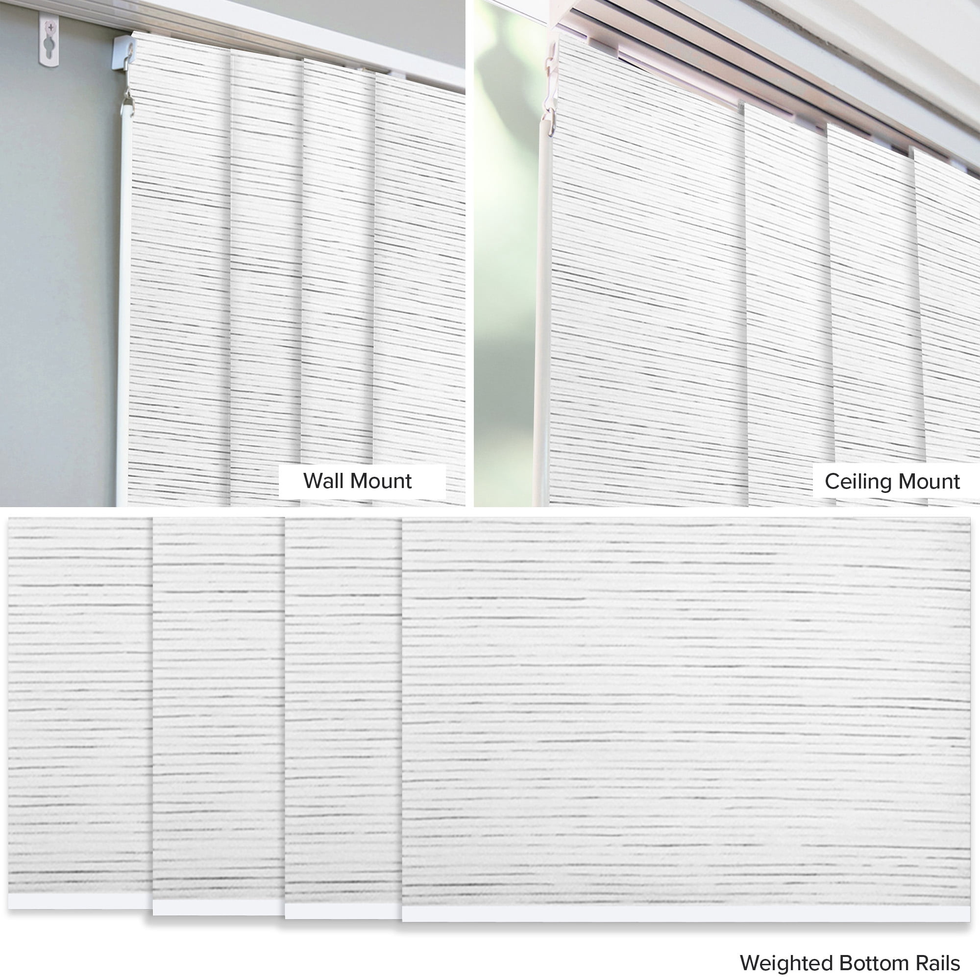 Chicology Adjustable Sliding Panel Track Blind, Vertical Blinds, Light Filtering - 46"-86" W X 96" Height, Meshed Glacier