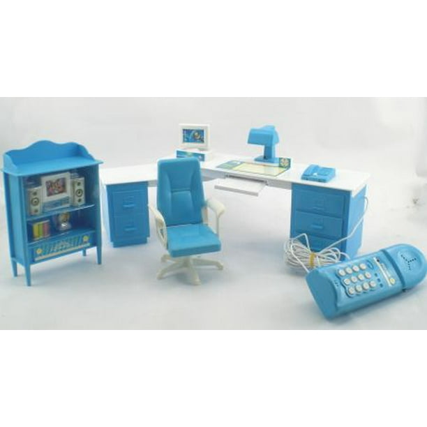 Blue Computer Home Office Barbie Size Furniture Set Walmart Com