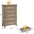 thumbnail image 2 of Commode à 5 Tiroirs pour Chambre, Commode avec Poignées en Métal, Meuble Télé, Organisateurs et Rangement pour Garde-Robe, Commode Haute Vintage pour Chambre, Salon, Entrée et Garde-Robe, 2 of 7