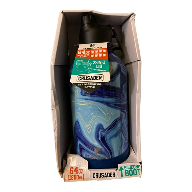 Hydraflow Triple Walled Stainless Steel Crusader Bottle, 64Oz (Navy