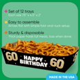 thumbnail image 3 of Big Dot of Happiness 60th Birthday Party Paper Food Trays, Disposable Food Boats, Black & Gold Adult Birthday, Picnic, BBQ, Double-Sided Paper Meal Holders for Nachos, Hot Dogs, French Fries - 12 Ct, 3 of 5