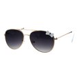thumbnail image 2 of Girls Kids Size Ribbon Jewel Trim Pilots Metal Rim Sunglasses Gold White Smoke, 2 of 4