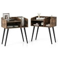 thumbnail image 1 of Gymax 2PCS Mid Century Modern End Table w/ Open Shelves Metal Support Legs Rustic Brown & Black, 1 of 10