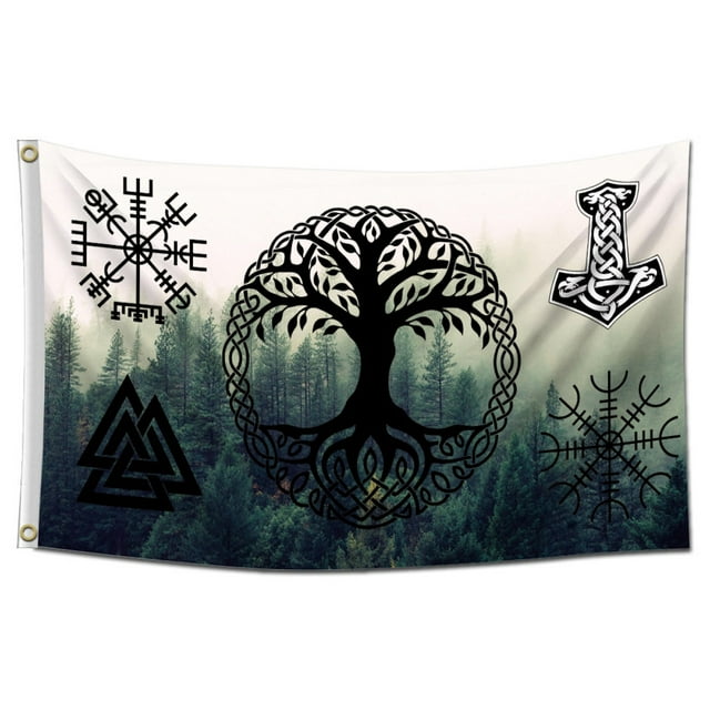 Tapiz decorativo con bandera de piratas vikingos, 90 x 150 cm, 100% poliéster