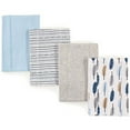 thumbnail image 2 of Touched by Nature Baby Boy Organic Cotton Burp Cloths 4pk, Boy Feathers, One Size, 2 of 2