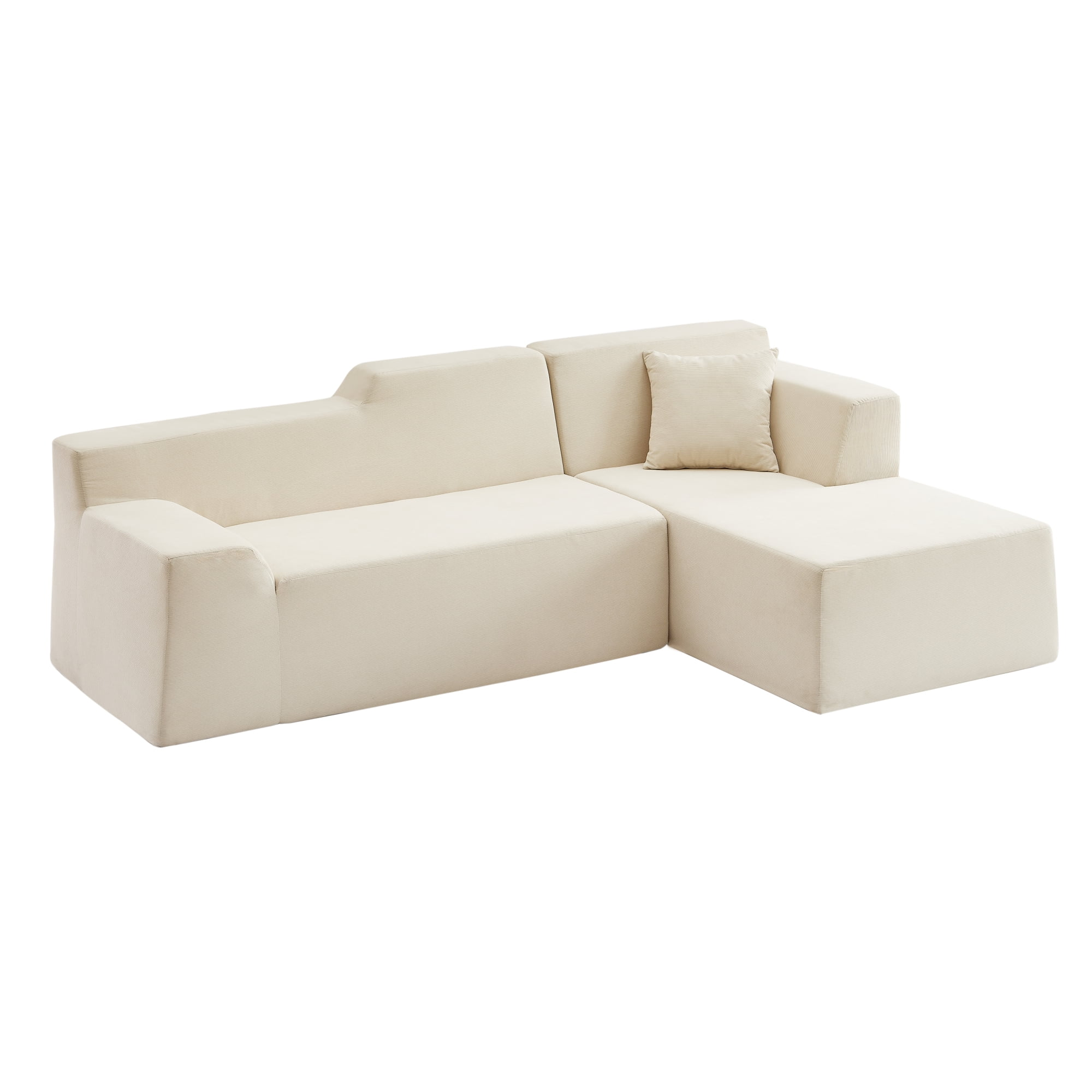 Leumius 96" Modular Sectional Sofa Couches,L-Shape Couch 3 Seat Modular Sofa Memory Foam Sectional Couches for Living Room, Cloud Couch with Oversized Chaise(Beige,Right Facing Chaise)