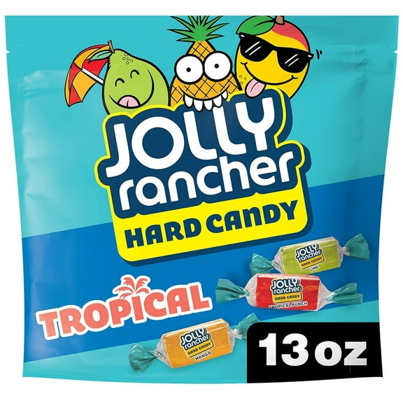 Jolly Rancher Assorted Tropical Fruit Flavored Hard Candy Resealable Bag, 13 Oz Packaging May Vary